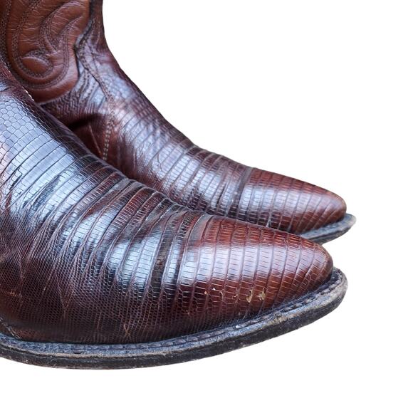 Dan Post Brown Leather Cowboy Boots Lizard Exotic 451 J 8.5M 051016 Size 8.5 M - Picture 5 of 16